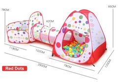 3 in 1 Portable Toddler Kids Play Tent House Crawl Tunnel Ball Pit In/Outdoor