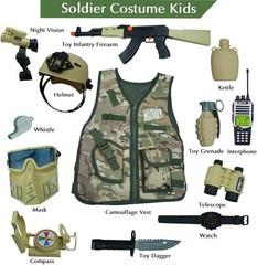 Imaginative 12-Piece Military Dress Up Set with Adjustable Camouflage Vest