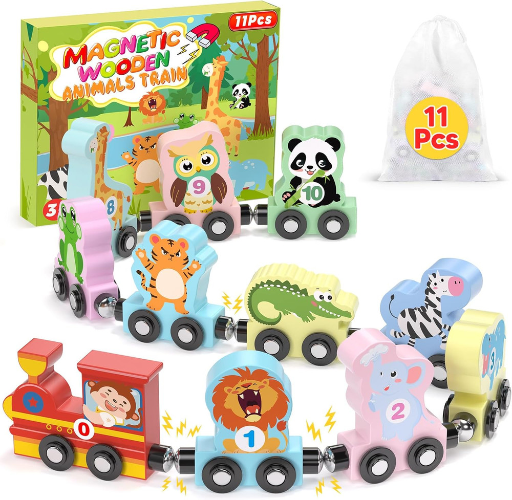 11Pcs Magnetic Train Set Montessori Toys For 1 2 3 Years Old Toddlers Boys Girls