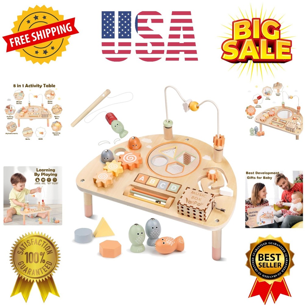 Activity Table for 1 Old, Montessori Toys for 1 2 Old Girls Boy Gifts, 8 in…