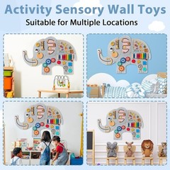 Large Elephant Wooden Activity Wall Panel Christmas Gift Educational Montessori