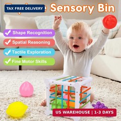 Montessori Baby Toys 6-12-18 Month, Infant Teething Toys Shape Sorter Bin Stacki