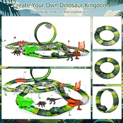 Dinosaur Toys for Kids 3-5, 286 Pcs Create a Dinosaur Toys Race Car for Toddlers