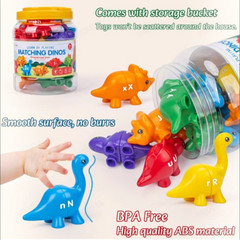 Dinosaur Matching Learning Toy with Storage Bucket for Kids Alphabet Style