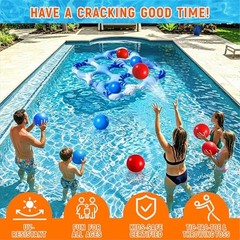 Inflatable Tic Tac Toe Pool Toys, Fun Swimming Pool Game, Floating Water Blue