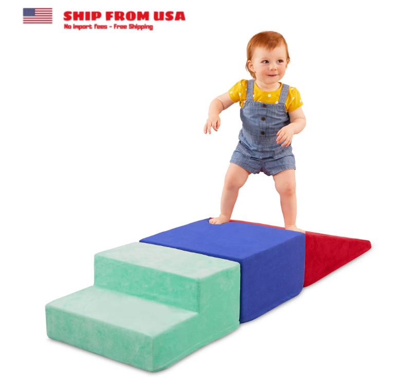 Battat Squishy Stack Climbers 3 Foam Multicolor Play Shapes, Toddler and Prescho