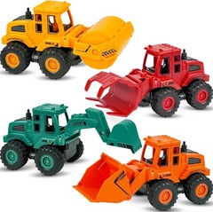 Educational Construction Truck Toys – 4-Piece Friction Vehicle Playset for Kids