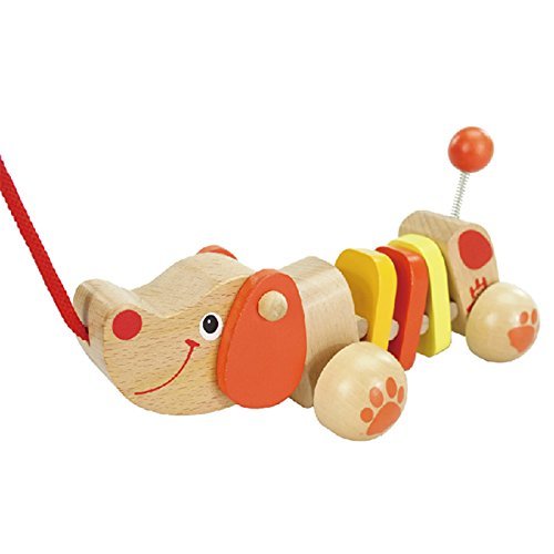 Natural Wood Puppy Dog Pull Toy, Classic Fun for Young Children and Toddlers