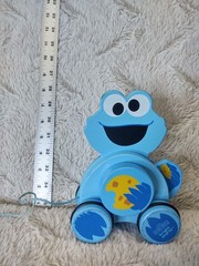Bright Starts Sesame Street Cookie Monster Wooden Pull Along Toddler Baby Toy