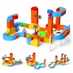 Electric Train Set for Kids, 3D Cube Flexible Race Track STEM Building Toys |