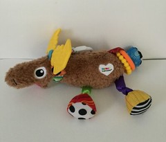 Lamaze Mortimer Moose Hanging Toy Rattle Crinkle Teether Clip On Yellow Antlers