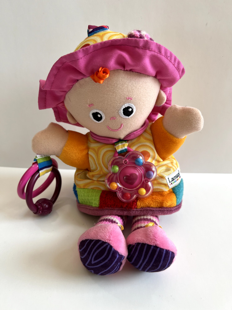 Lamaze Clip & Go Emily Crinkle Rattle Sensory Activity Baby Girl Doll 12”
