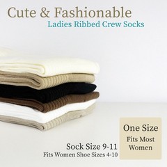 Winterlace Womens Cute Crew Socks 6 Pairs Aesthetic Casual Neutral Tone Size …