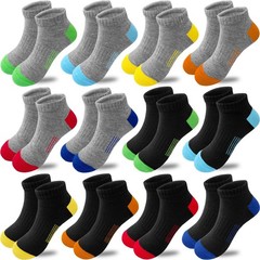 Boys Socks 12 Pairs Low Cut Ankle Sock for Boy Sport Athletic Running Sock