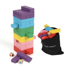 Jamohom Wooden Blocks Stacking Games 48PCS Tumbling Blocks Game for Kids