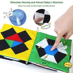 Baby Books Toys, High Contrast Black and White Books Non Toxic Fabric Touch a…