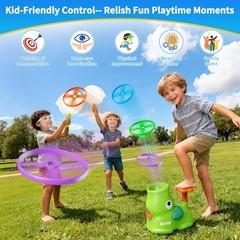 Outdoor Stomp Flying Disc Launcher Toys for Kids Ages 3 4 5 6 7 8 9 Blue Green