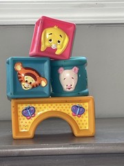 Disney Pooh & Friends Soft Rubber Toy Stacking Blocks Baby Piglet Tigger Vintage