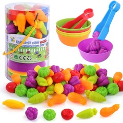 Counting Vegetables Matching Games Sensory Toys with Sorting Bowls Preschool