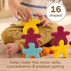 Fisher-Price Wood Montessori Toy Stacking Shapes, American Montessori Society Se