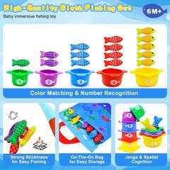 Montessori Toys for 1+ Year Old – 23 PCS Fishing Game Toys with 2 Poles & 15 …