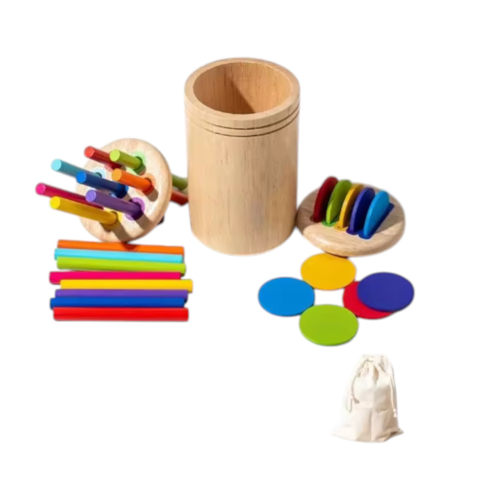 Montessori Wooden Color Sorting Shape Puzzle Toy for Toddlers