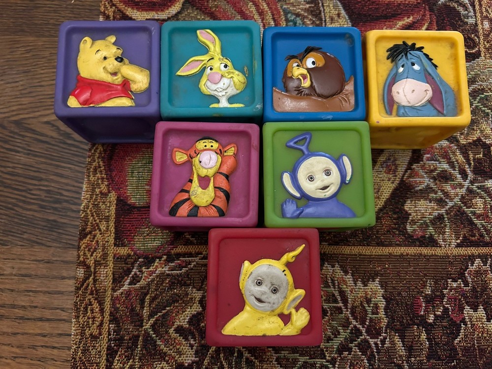 Disney Rubber Blocks (infants& Kids) Lot Of 7