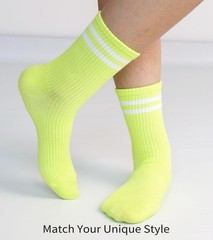6 Pairs Solid Color Retro Stripe Crew Socks Casual Striped Socks for Women Gi…