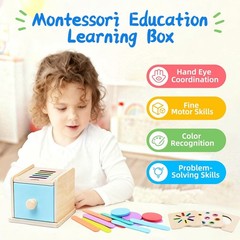 4-in-1 Montessori Coin Box Toy for Toddlers 1-3 Years, Wooden Educational Play