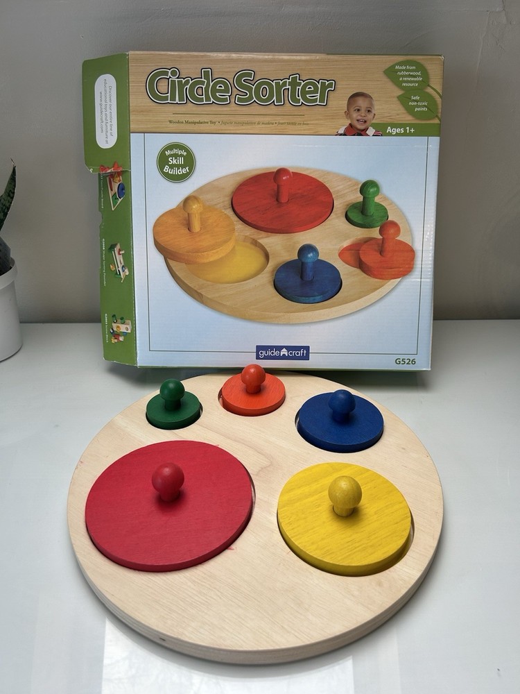Guidecraft Circle Sorter 5 Circles Primary Colors Toddler Learning Puzzle Toy