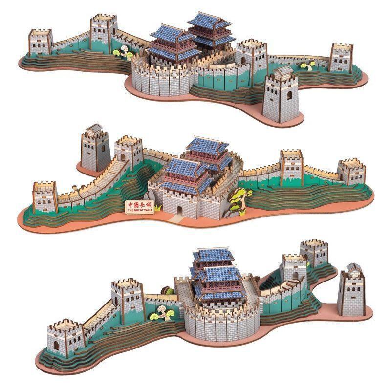 3D Wooden Puzzle DIY Toy China Great Wall Colorful World Famous Architecture 1pc