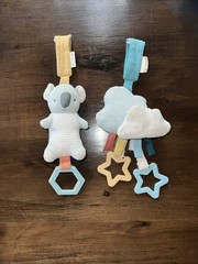 2 ITZY RITZY Rattle Soft Crinkle Car seat Stroller Activity Toys Koala & Clouds