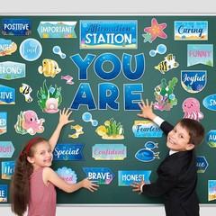 45 Pcs Ocean Affirmation Station Bulletin Board Set Motivational Posters Clas…