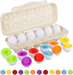 Matching Eggs Set with Beige Eggs Holder, Upgraded Toddler Egg Toys Learning …