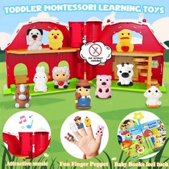 Musical Red Barn Farm Animal Toy Set: Educational Fun for Toddlers 12-18