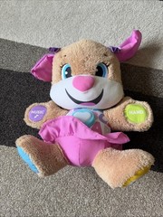 Fisher-Price Laugh & Learn Sis Smart Stages Plush Pup Toy Brown Pink Dress Works