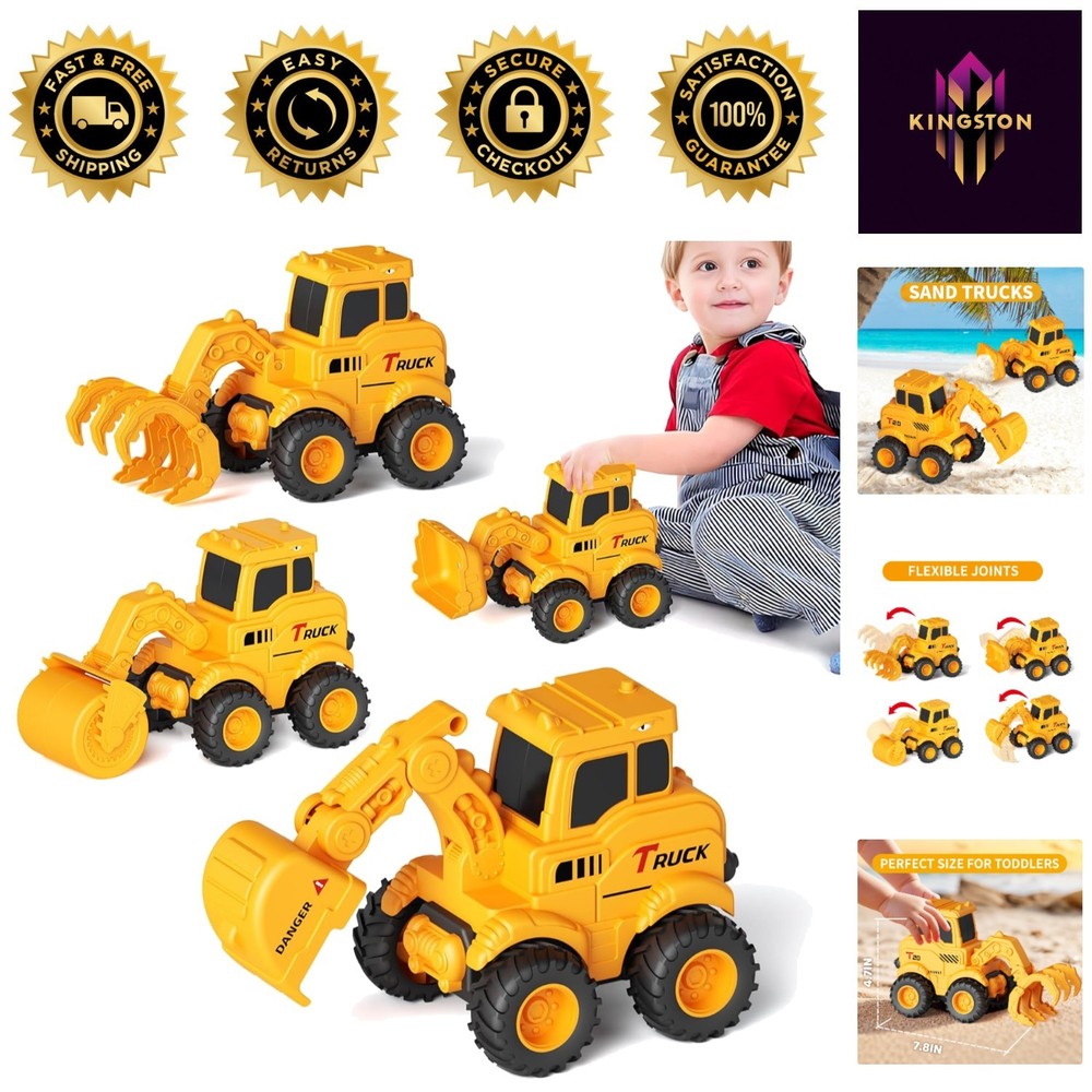 Imaginative Play Construction Toy Set – 4 Safe Trucks for Outdoors & Indoors