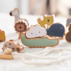 Wooden Animal Threading Beads Montessori Sensory Learning Toy Gift dinosaur1