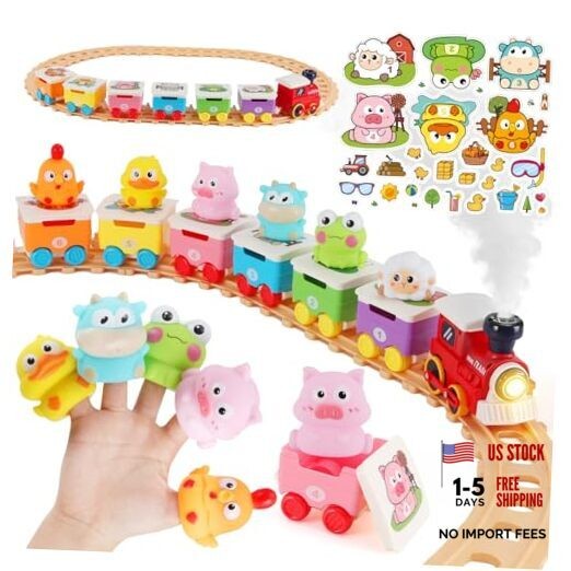 Train Set Toy for Toddler 1 2 3 Year Old, Realistic Mist Steam Electric Farm