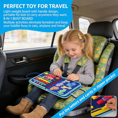 Montessori Busy Board for Toddlers – Sensory Busy Book with Buckles, Zippers, Le
