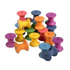 Rainbow Wooden Spools – Set of 21 – Assorted Colors – Loose Parts Wooden Toy …