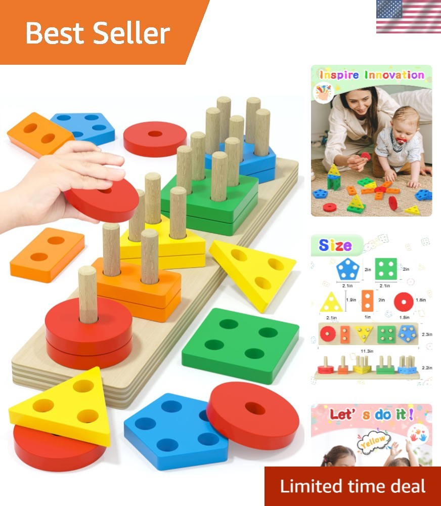 20-Piece Montessori Wooden Sensory Stacking Toys for Ages 1-3 – Non-Toxic Fun!