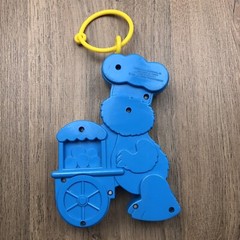 Cookie Monster Activity Toy Vintage 1990 Pram Cot Clip On Rattle Sesame Street