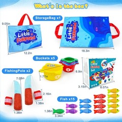 Montessori Toys for 1+ Year Old – 23 PCS Fishing Game Toys with 2 Poles & 15 …