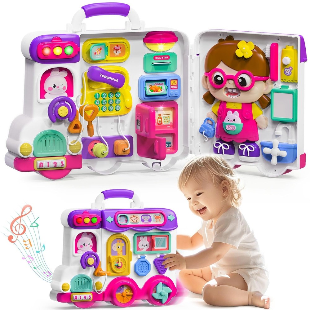 Busy Board for 1-2 Year Old Girl Gift,Musical Toys for Toddlers 1-3…