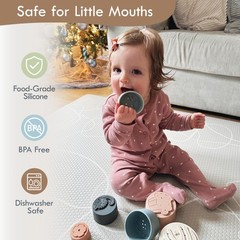 Stacking Cups Toy, Fun Educational Baby Toys Silicone Soft Teething Toy, Age …