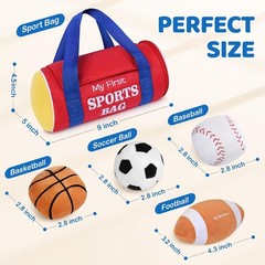 Baby Toys 0-12 , My First Sports Bag Plush Toy – 4 Sensory Balls Soft Toys wi…