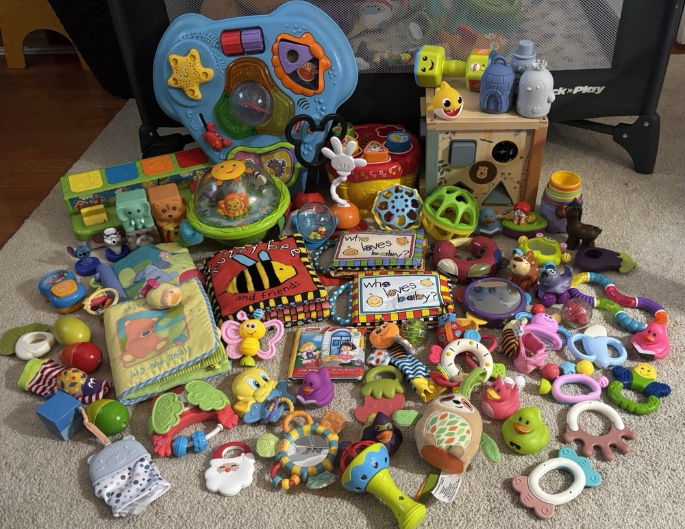 Fisher-Price Multicolor Animal Theme Developmental Activity Toys Lot, Ages 0-18M