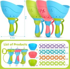 Outdoor Flying Disc Launcher 4 Pack Kids Ages 3-8 Family Games Safe Durable