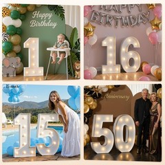 imprsv Marquee Numbers, 3FT Light Up Numbers for 1st Birthday Party Decoratio…